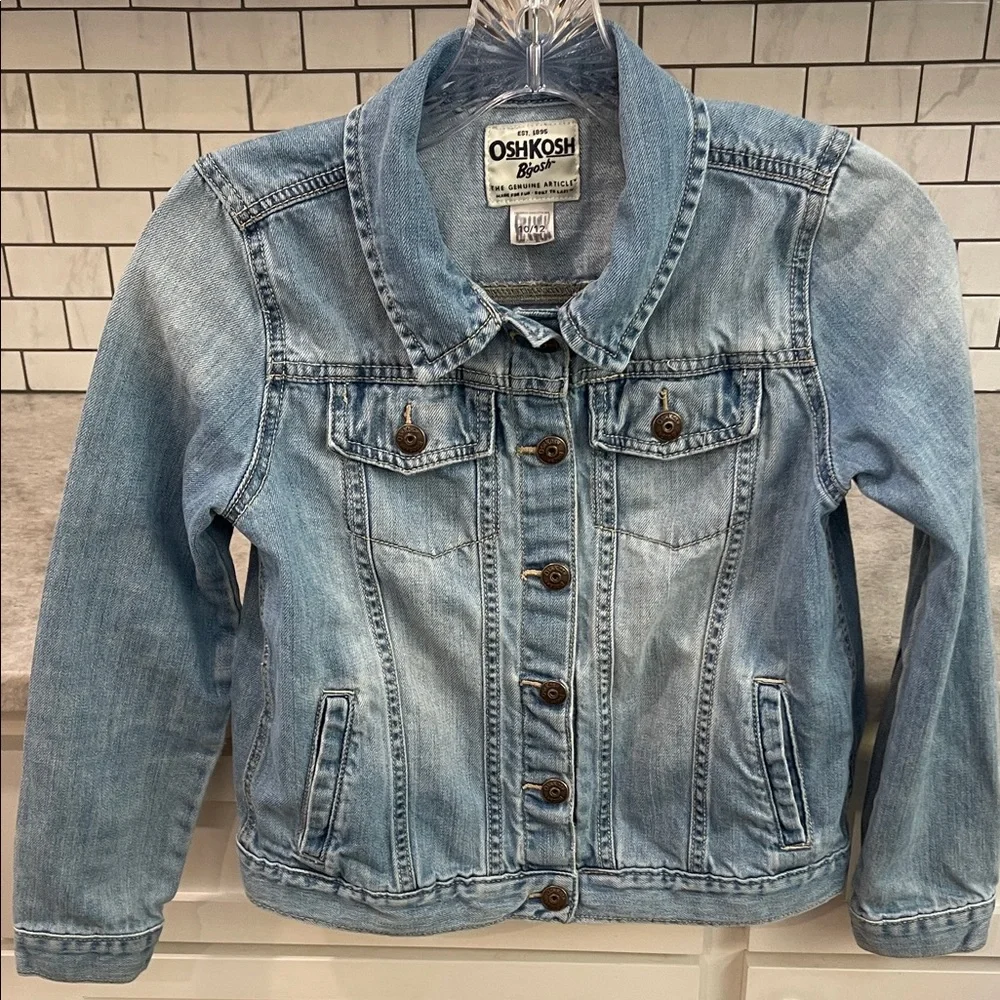 OshKosh B'gosh Denim Jacket Girls 10/12‎ Blue Kids Jean Light Wash Vintage 80s